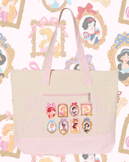 Ivory and Pink Princess Tote Bag