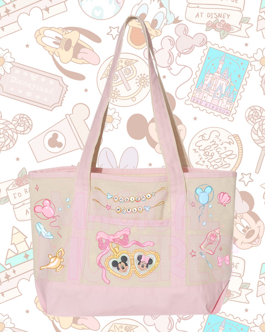 Ivory and Pink Magical World Tote Bag